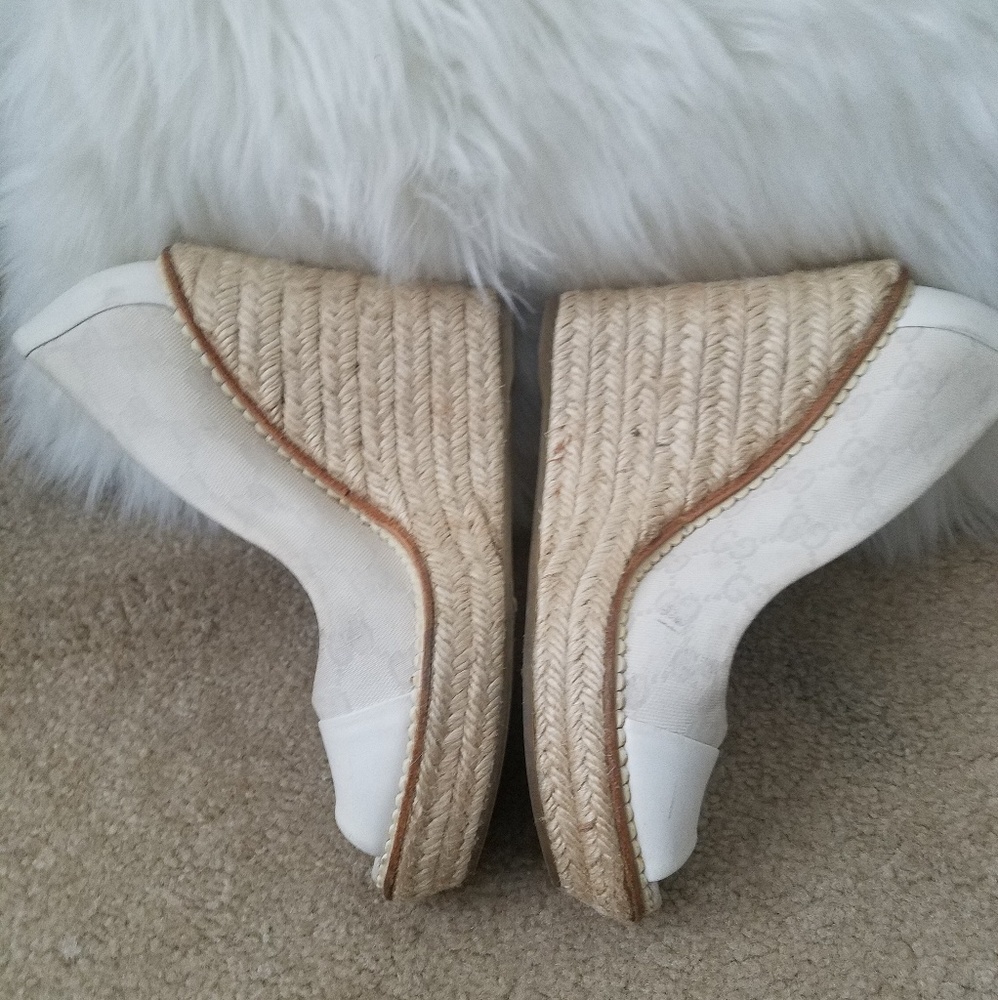 Gucci Off White Wedge Espadrilles Size 38 or 8 - Picture 4 of 8